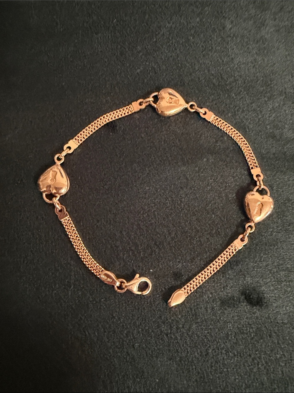 14K Solid Italian Gold Heart Link Bracelet - Women Jewelry